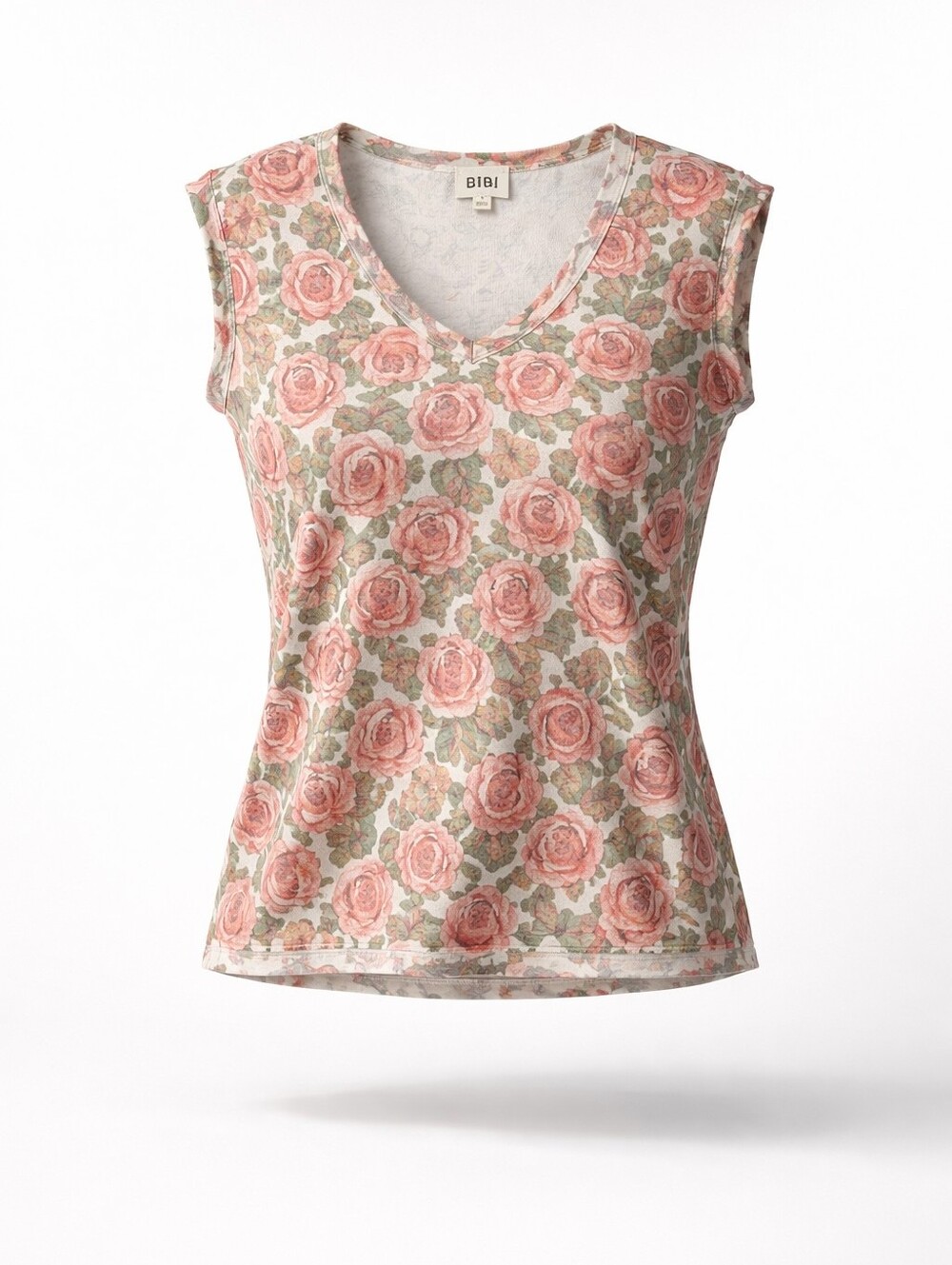 BiBi Pink Floral V-Neck Sleeveless Top